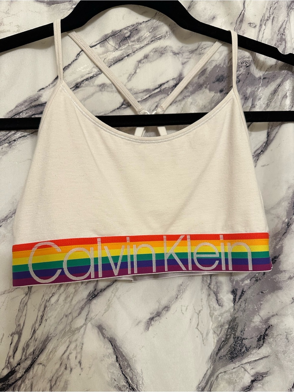 Calvin Klein Modern Cotton White Rainbow-Band Bralette